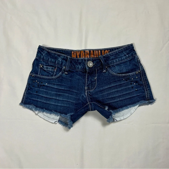Y2K Hydraulic Jeans Low Rise Mini Denim Shorts - Picture 4 of 9